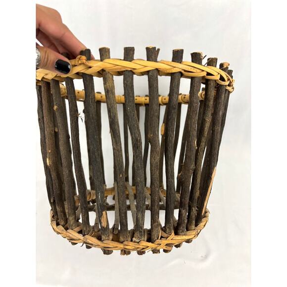 VTG Primitive Pine Tree Branch Gathering Basket Rustic Wooden Bowl 11.5"x9" - Picture 13 of 16